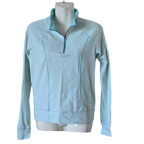 Victoria's Secret Aqua Quarter-Zip Sweatshirt - Picture 1 of 7